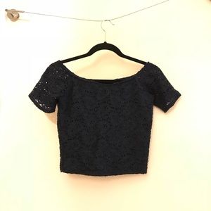 Abercrombie Lace Off Shoulder Crop Top